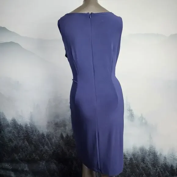 Anne Klein Sleeveless Lace Blue and White Sheath Dress | Women's 14 - Picture 8 of 15